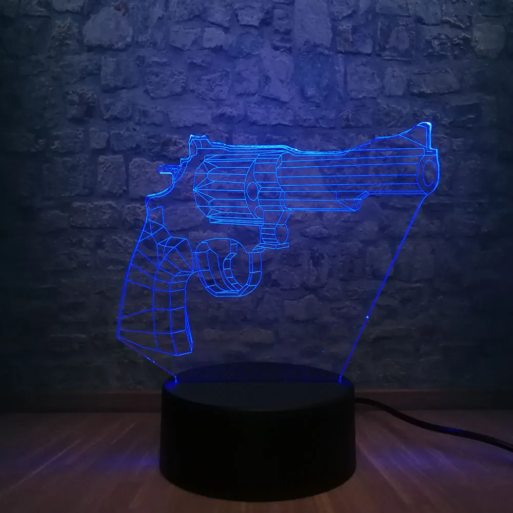 Боевой рояль игра PUBG TPS пистолет винтовка 3D Ночник светильник USB реветь 7 цветов изменить мальчик комната Декор Рождественский подарок детские игрушки