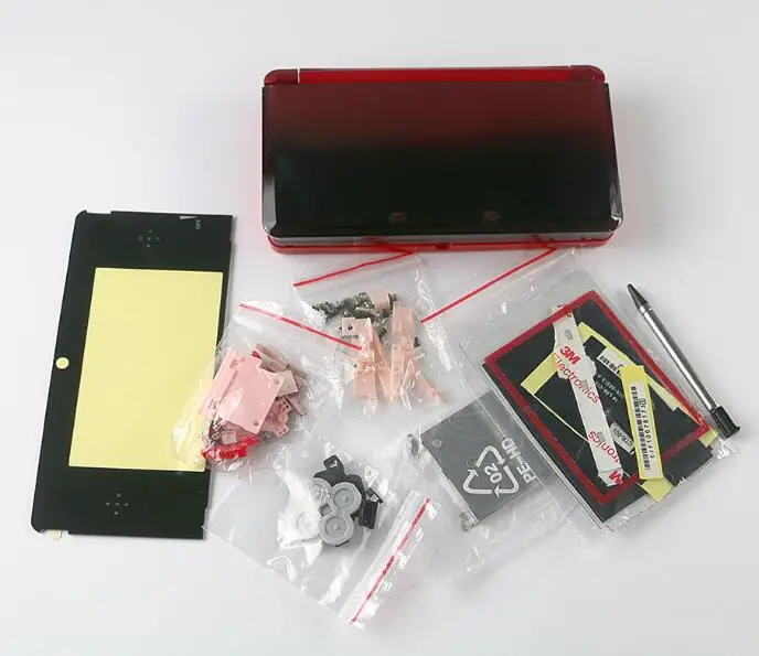 Для 3DS оболочка игровая консоль замена полный корпус крышка чехол с кнопками комплект - Цвет: red