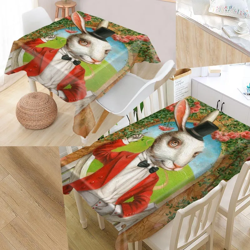 Изготовленные на заказ с длинными рукавами и принтом кролика покрытие стола