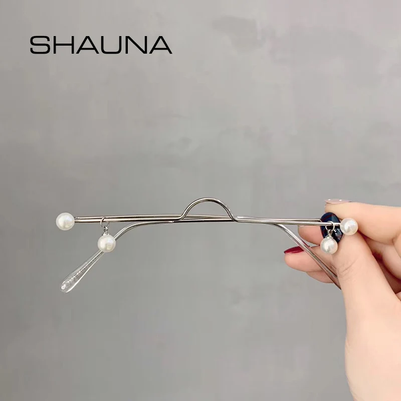 SHAUNA простой жемчужный кулон без линз декоративная оправа для очков