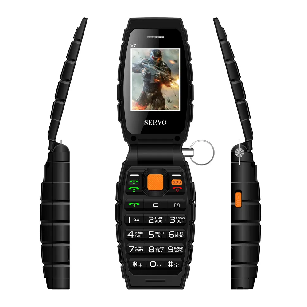 Новинка 2017 года оригинальный телефон SERVO V7 2 4 &quot3 sim-карты мобильный фонарик