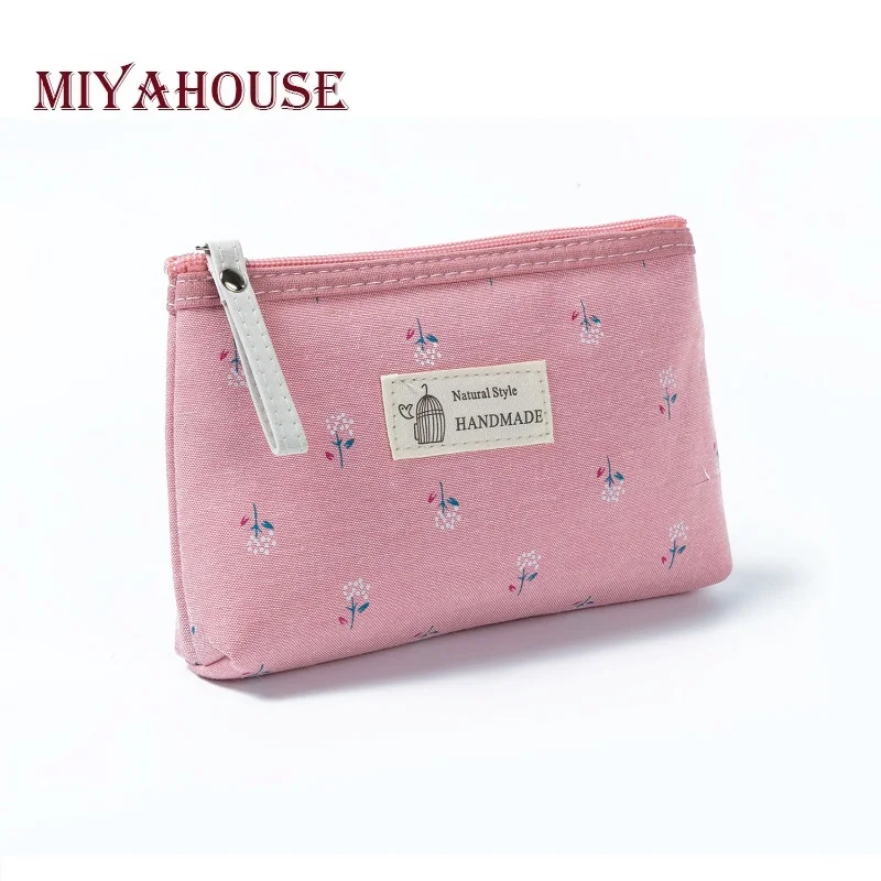 Miyahouse горячая Распродажа маленькая косметичка с цветочным принтом для женщин, холщовая дизайнерская косметичка на молнии для девочек, дорожная женская косметичка