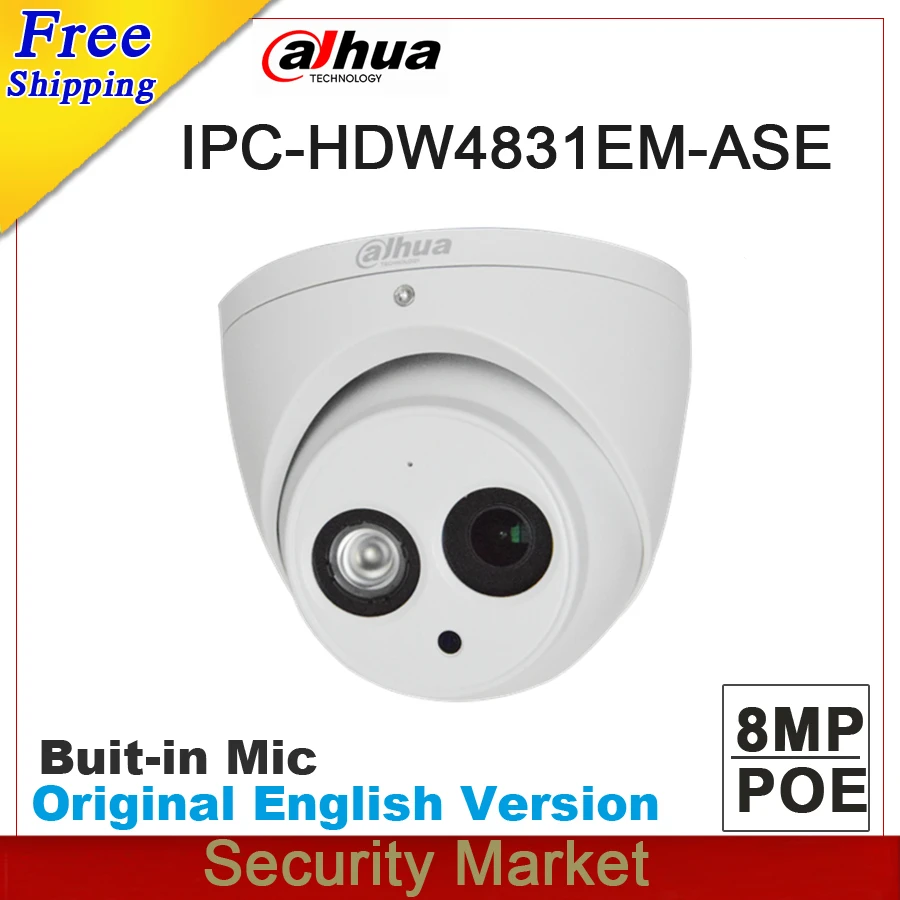Оригинальная английская версия dahua Φ 8 Мп POE IR eyeball сетевая камера видеонаблюдения