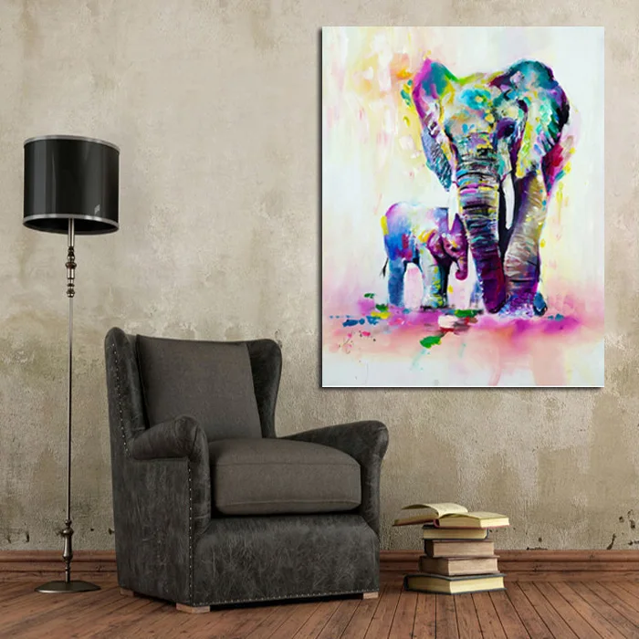 Расписанную фотографии животных на стену абстрактный Прекрасный Слон живопись