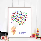 Бесплатная Персонализированная индивидуальная Книга по отпечаткам пальцев DIY для дня рождения детей, крещения и детской вечеринки, гостевая книга HK-031