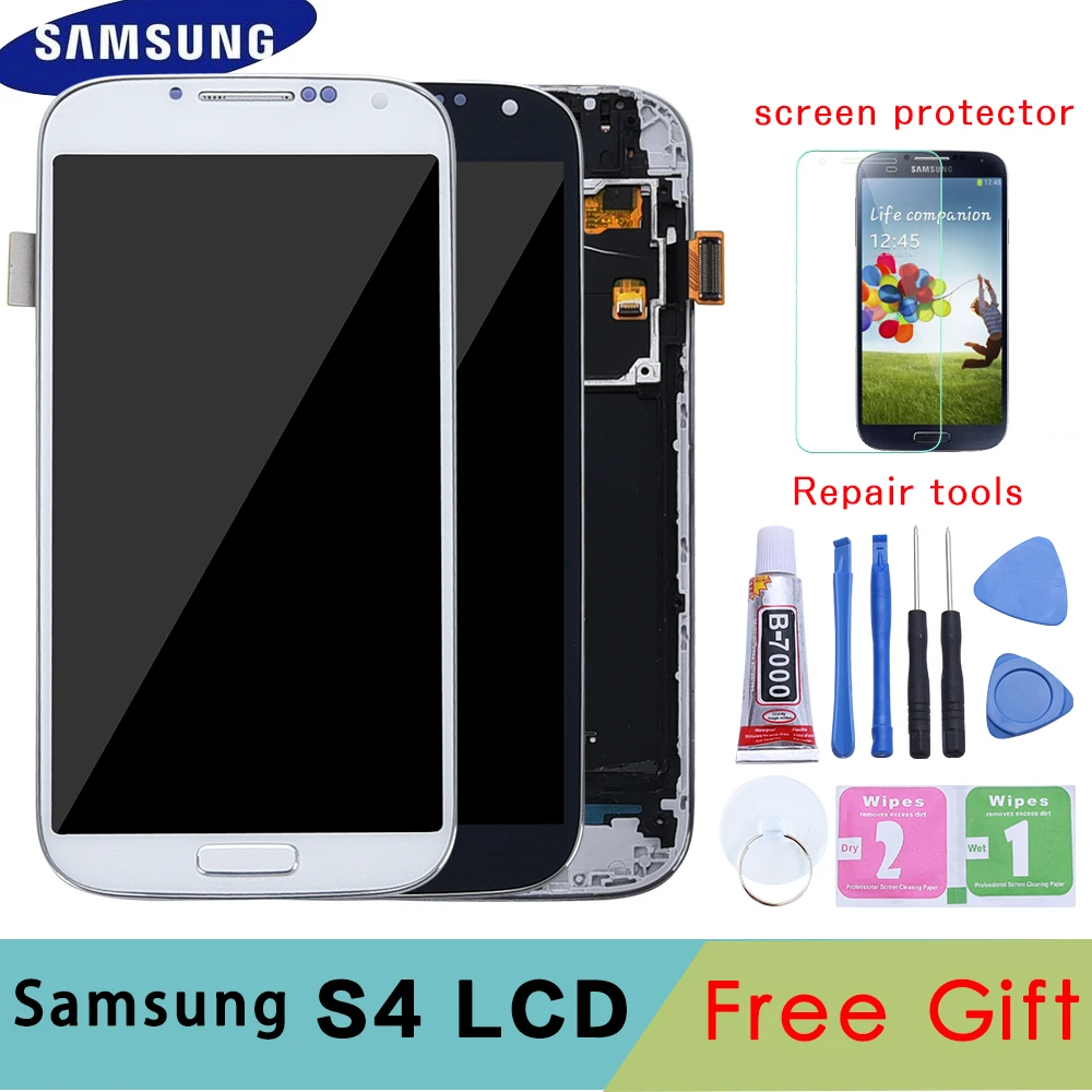 5 0 ''ЖК дисплей для SAMSUNG Galaxy S4 ЖК с рамкой GT i9505 i9500 i9506 i9515 i337 сенсорный экран