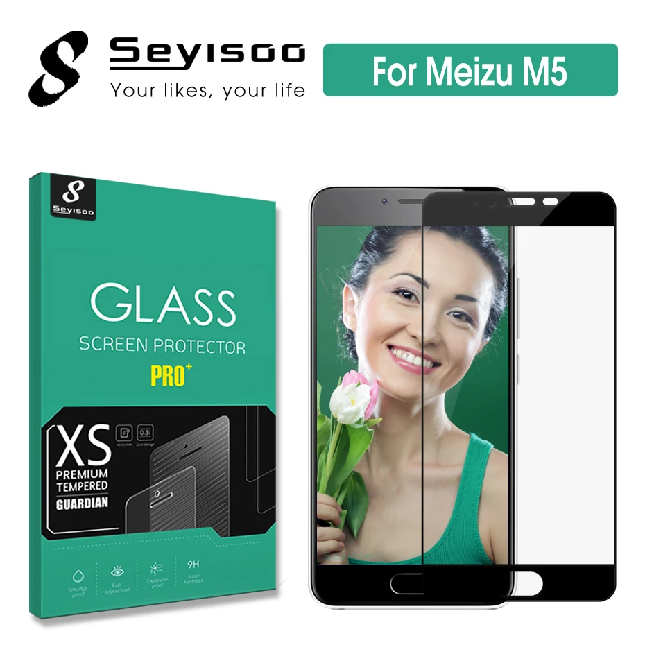 

100% Original Seyisoo 2.5D 9H 0.3mm Front Full Cover Screen Protector Tempered Glass For Meizu M5 Meilan M 5 Meizum5 Film