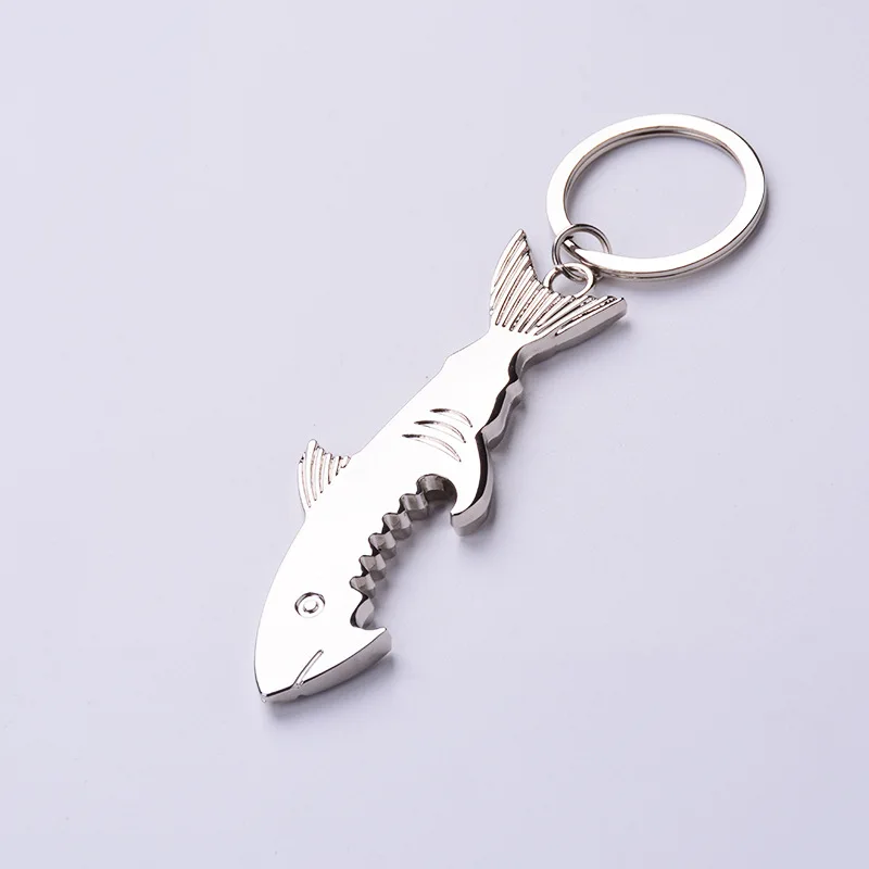 

New Environmental Zinc Alloy Bottle Opener Smooth Shark Bottle Opener Portable Metal Key Chain Business Practical Gift