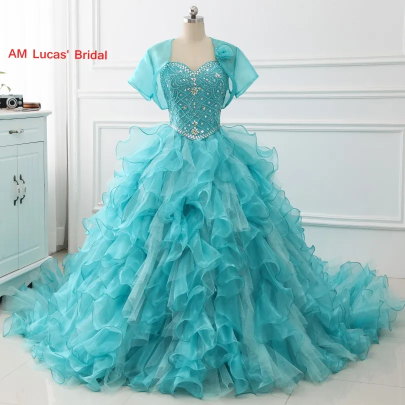 Новые стили Quinceanera платье с курткой бальное платье длинные сладкий 16 лет вечерние платья Vestido De 15 anos плюс Размеры