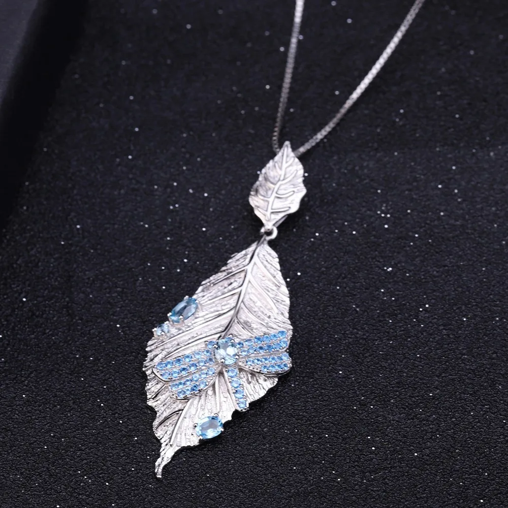 GEM'S BALLET Серебро 925 пробы 0.78Ct Натуральный швейцарский голубой топаз с длинными