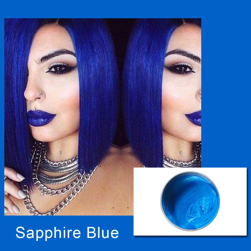 Blue 120 г, унисекс, временная краска для волос, моделирование, сделай сам, крем-краска для волос, 9 цветов, sHair, воск, грязевая краска, крем, без повреждений, легко окрашивается, TSLM2 - Цвет: Blue