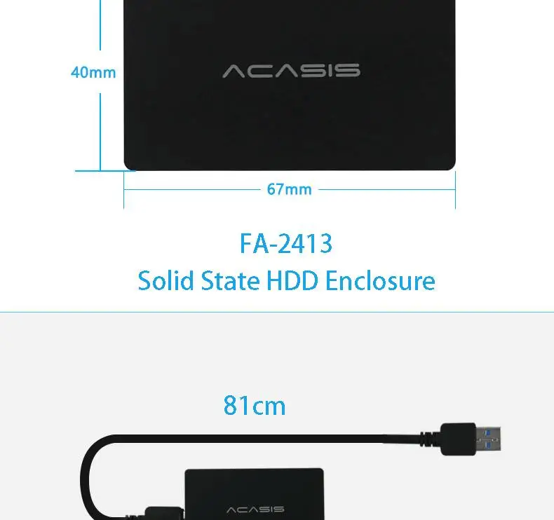 Acasis USB 3.0 SSD Алюминий 1153e чип 5 Гбит 1.8 дюймов msata внешний жесткий диск Корпуса для жёстких дисков Дело Box