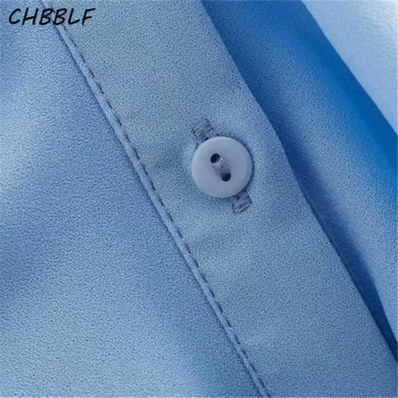 CHBBLF женская шифоновая Свободная блузка с длинным рукавом прозрачные оборки