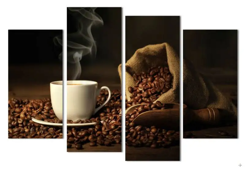4 панели Современная печать кофе холст искусство картина Картина Куадрос кухня