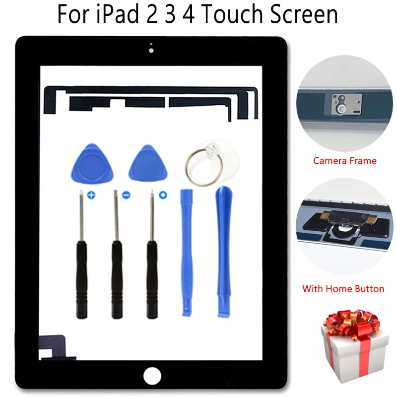 100% абсолютно новый для iPad 2 3 4 сенсорный Экран планшета с кнопка домой ЖК дисплей