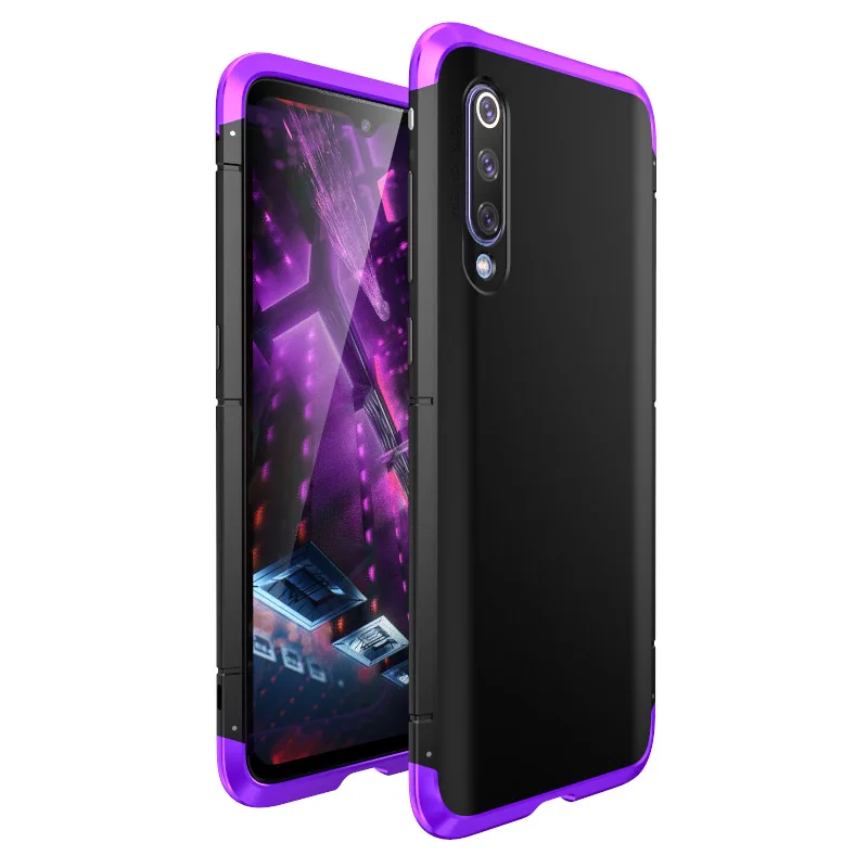 Black Purple Противоударный металлический чехол-бампер для Xiaomi mi 9, чехол для mi 9, жесткий чехол с защитой от отпечатков пальцев, задняя крышка для xiomi Xiaomi mi 9, чехол-Броня M9 - Цвет: Black Purple
