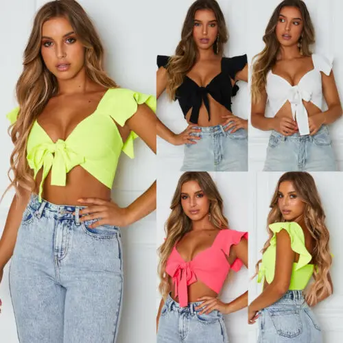 

Women Short Sleeve Short T-Shirts V-neck Summer Casual Tops Shirt