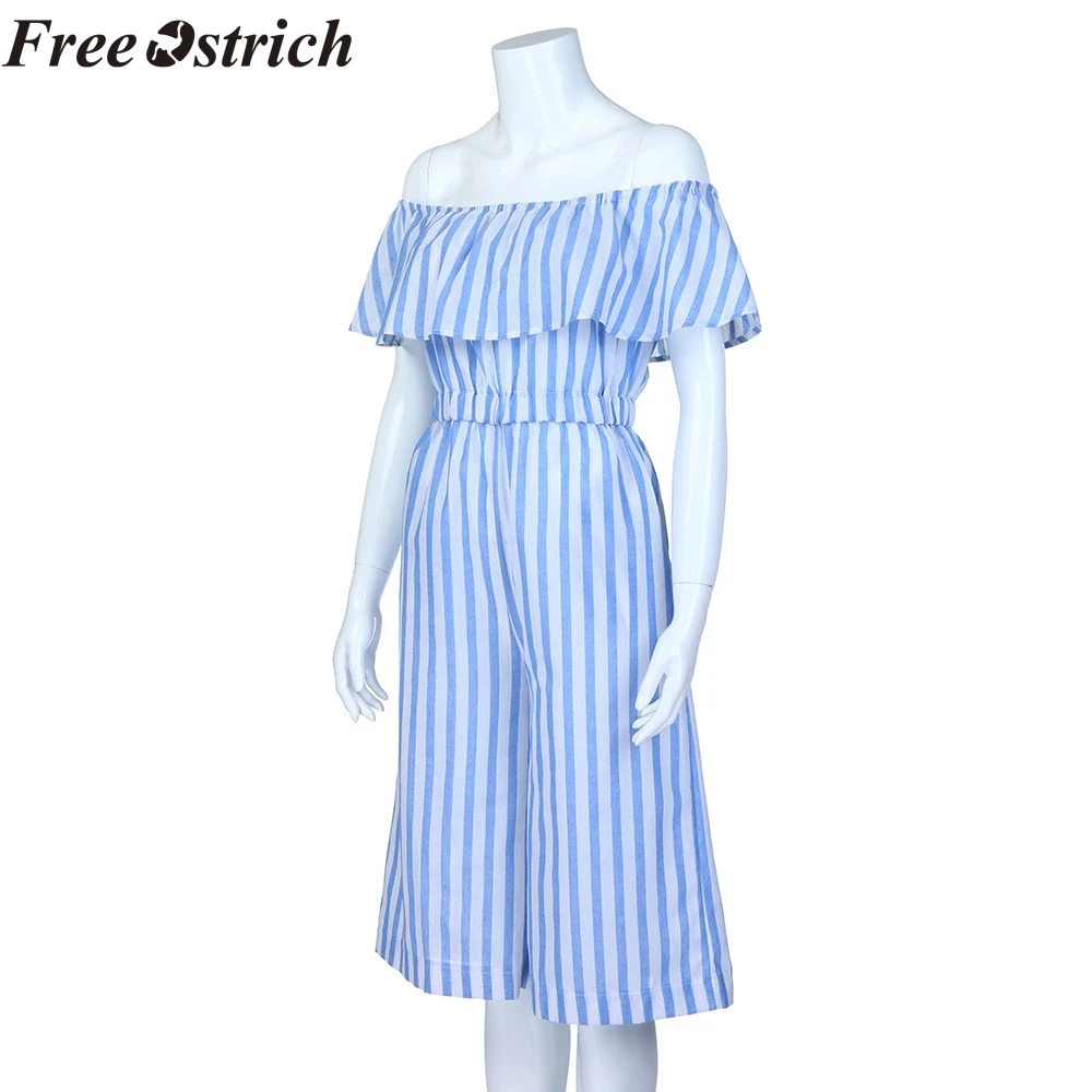 Бесплатная Страусиная Мода для женщин Полосатое слово воротник Талия свободное