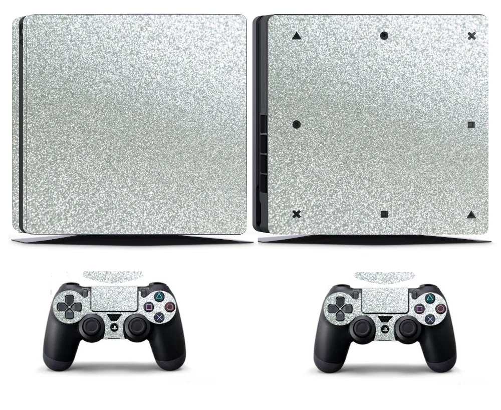 Блестящая серебряная блестящая наклейка для Sony PS4 Slim PlayStation 4 и 2