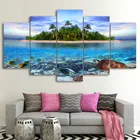 Холст Картины Wall Art 5 шт. морских обитателей тропический остров изображения HD печатает морская черепаха рыбы ладони плакаты с изображением деревьев домашний декор