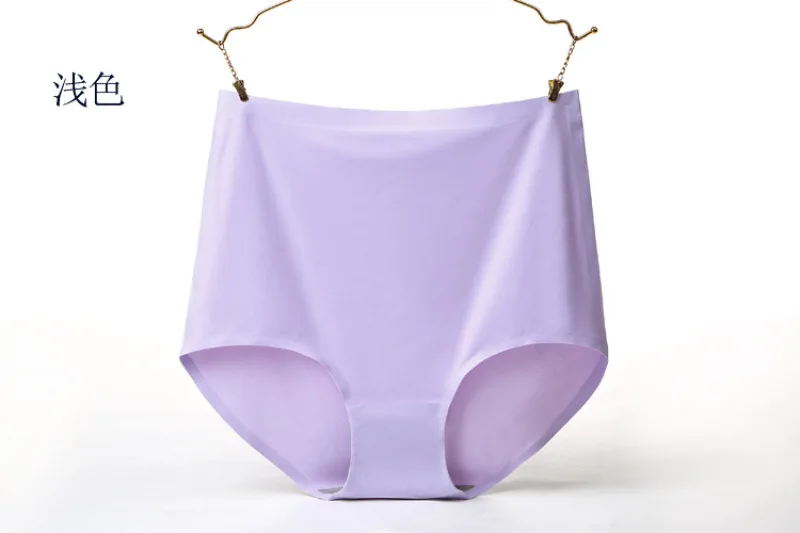 light purple 4XL размера плюс шелковые трусики для пухленьких женщин с высокой талией бесшовное однотонное нижнее белье большого размера мягкое Корректирующее белье для живота бедра - Цвет: light purple