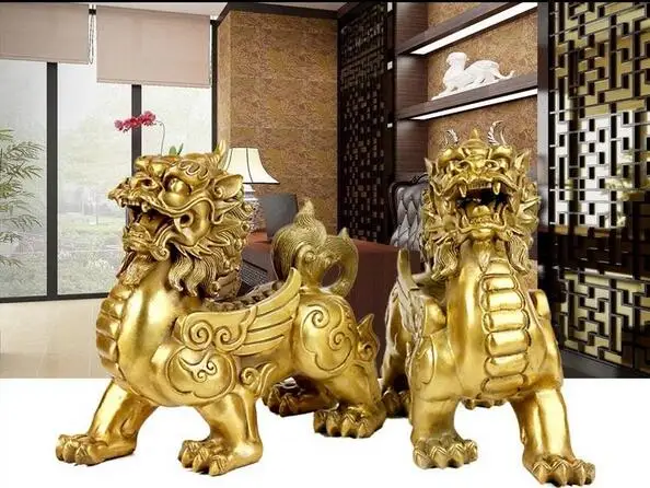 Китайский чистый латунный талисман фэн шуй злая дверь фу Фо Собака Лев чудовище