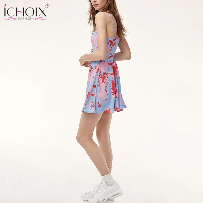 Для женщин пикантные Print Cami Bodycon слинг короткие платья 2018 Летний Стиль Спагетти