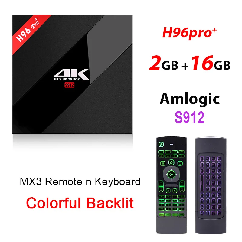 2G 16G MX3 H96 PRO+ плюс Смарт ТВ приставка Amlogic S912 Восьмиядерный 2 ГБ/16 ГБ 3 ГБ/32 ГБ Android 7,1 Bluetooth 4,1 ТВ приставка Wifi HDMI - Цвет: 2G 16G MX3