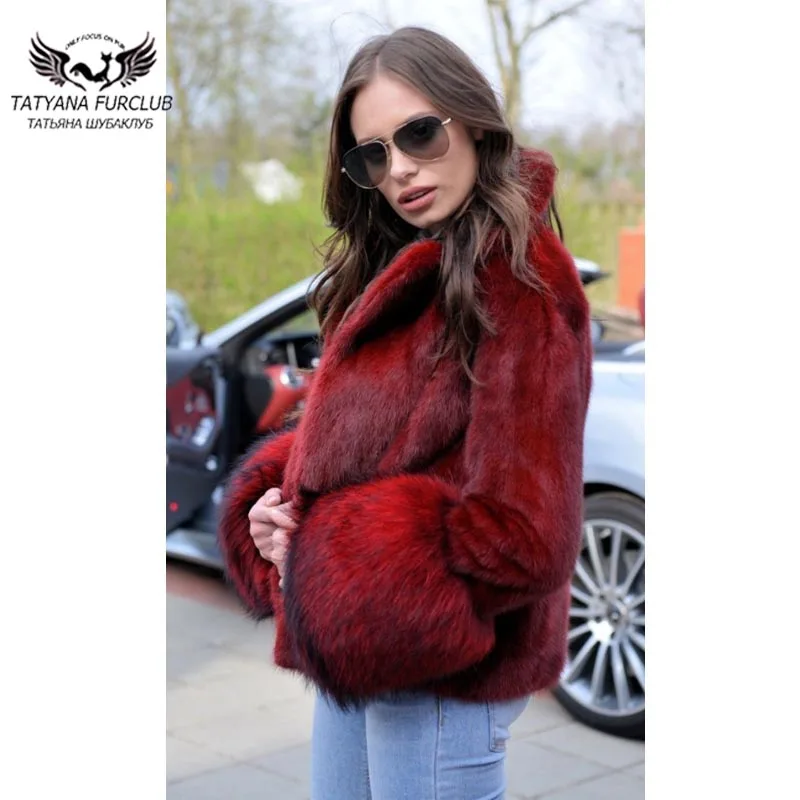 

Tatyana 2021 Most Popular Women New Type Real Mink Fur Coats With Turn Down Collar Short Type Red Winter Warm Soft Fur Jackets