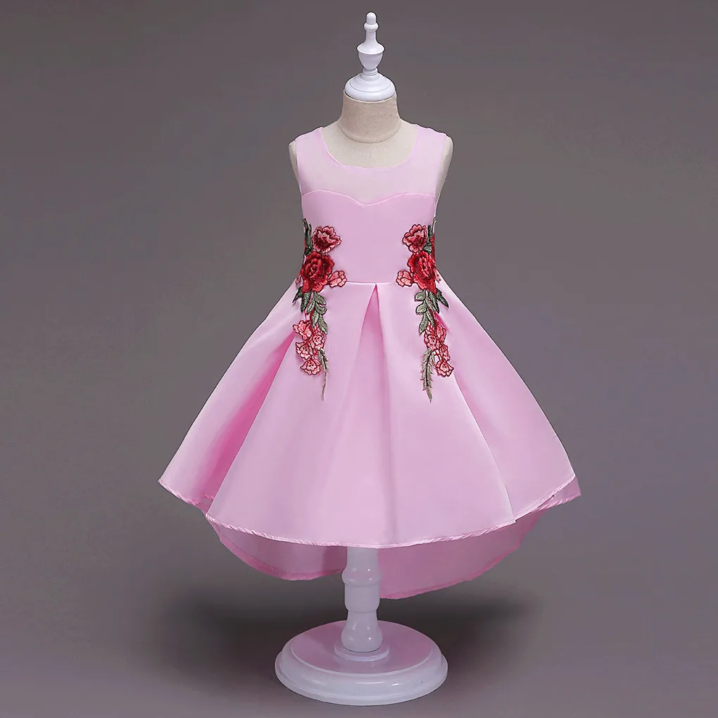 New 2019 Embroidered Dress Children's Wedding Clothing Trailing Princess Kids Dresses for Girls Floral Vestidos GDR483 | Детская