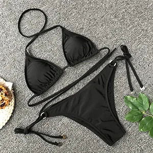 902-Black UAYA новые стринги с высокой посадкой купальный костюм с высокой талией купальный костюм плотная одежда для купания женский Бразильский бикини пляжный микро бикини набор - Цвет: 902-Black