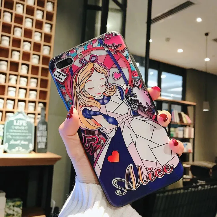 style1 3D Ретро рельефный чехол для телефона s для iphone 8, 7, 6, 6S Plus, милый мультяшный Алиса, Русалка, чехол с принцессой для iphone XR, XS, MAX, X, чехол - Цвет: style1