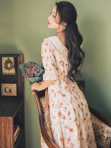 Элегантное женское платье с цветочным принтом в стиле ретро женская одежда