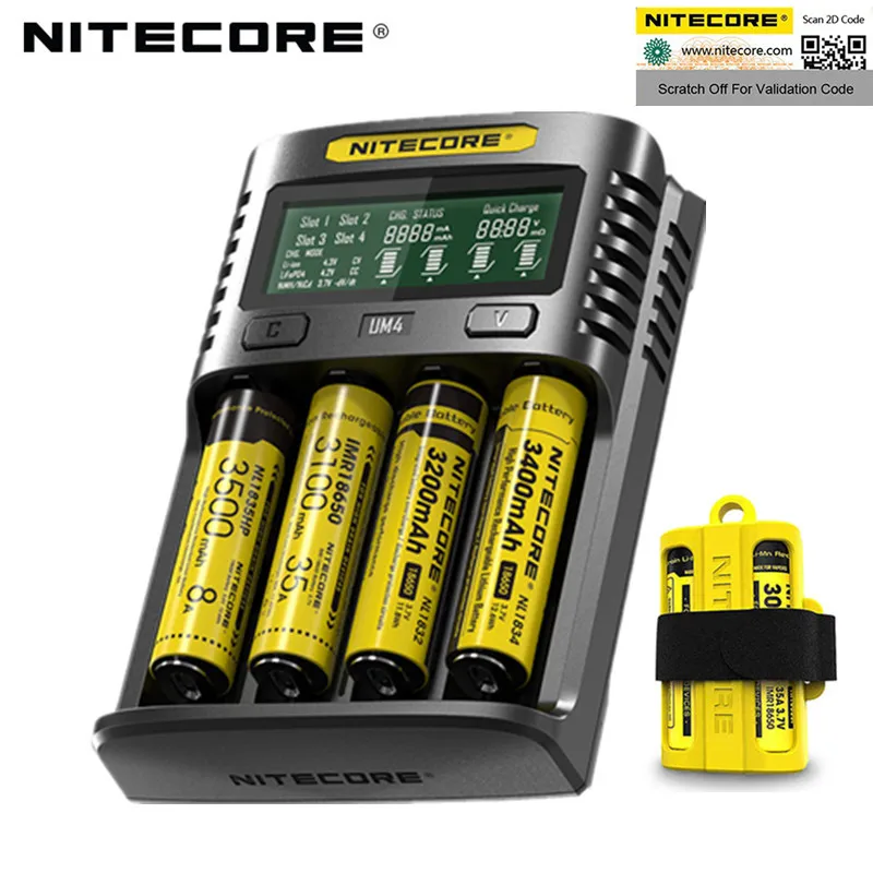 Оригинальное зарядное устройство Nitecore UM4 USB с четырьмя слотами интеллектуальной