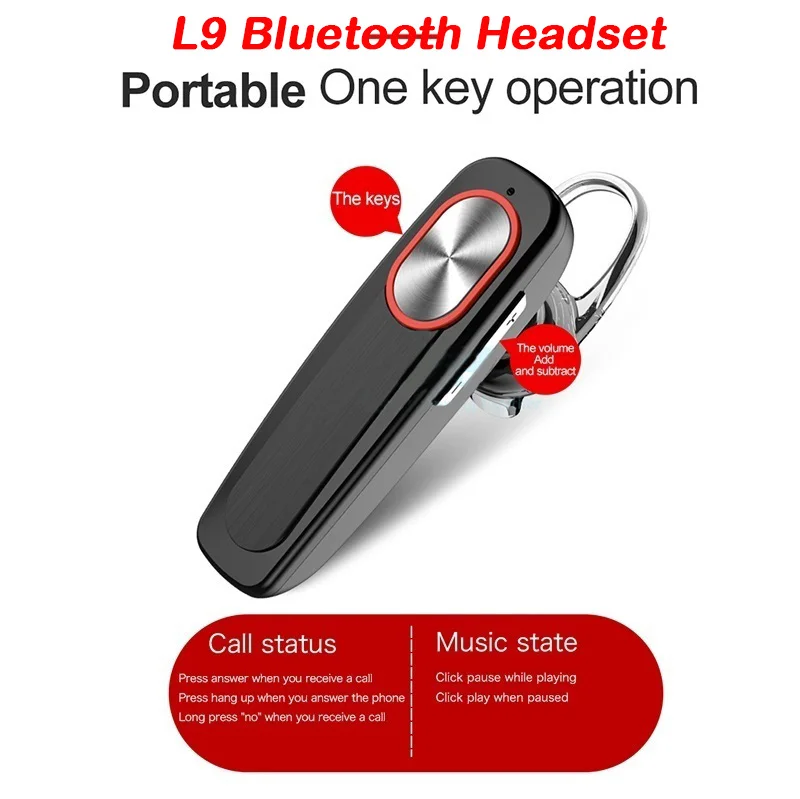 L9 In Ear Беспроводной Bluetooth Спортивная гарнитура с микрофоном Хэндс фри гарнитуры