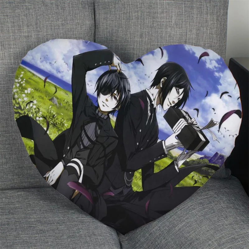 

Black deacon Black Butler Custom Heart Shape Pillow Cover Custom Zipper Pillowcase Cover Wedding Home Office Decorative