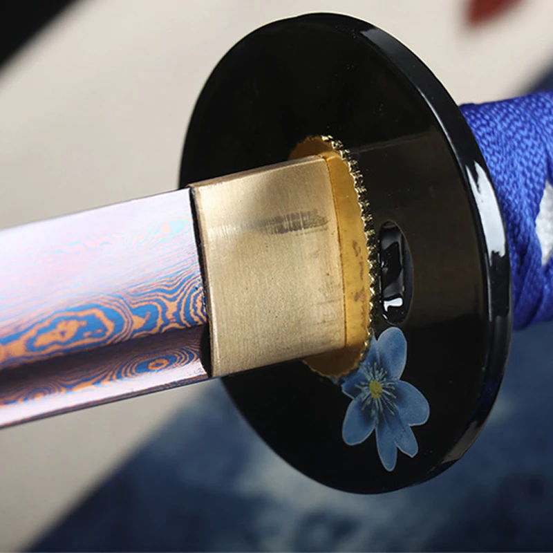 Online Japanischen Krieger Messer Katana 103 Cm Checkered Eisen Schwarz Holz Mantel überlegene Qualität Schwert Nicht Sharp