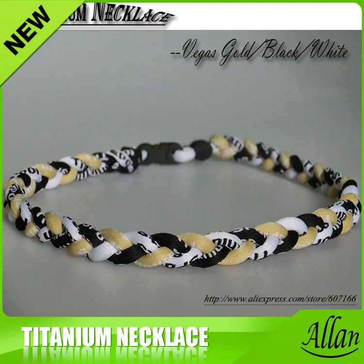 

custom new color power fashionable healthy braided titanium baseball necklace