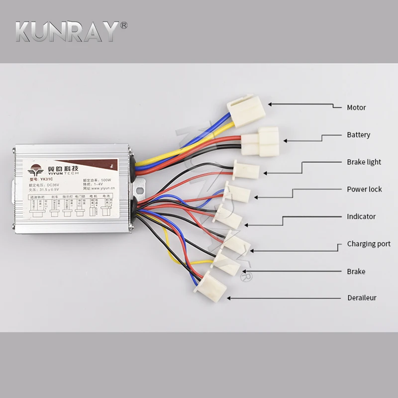 KUNRAY YINYUN YK31C 800 Вт 36 В 48 В DC щеточный регулятор скорости двигателя Электрический скутер электровелосипед мотоцикл EV аксессуары Запчасти