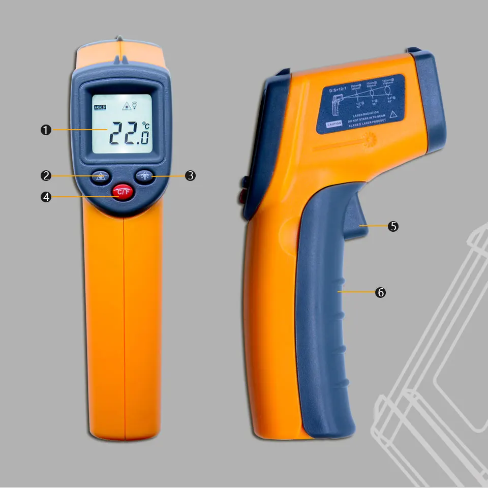 Бесконтактный цифровой лазерный инфракрасный термометр GS320-50~ 360C(-58~ 680F) температурная пирометр ИК лазерная точка пистолет