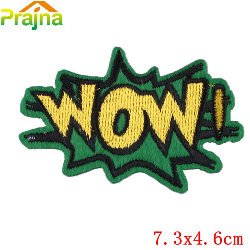 Зеленый Prajna нашивка с буквами OOPS WOW железные нашивки для одежды вышитые наклейки нашивки на одежду нашивки для шитья джинсовая куртка аппликация - Цвет: Зеленый