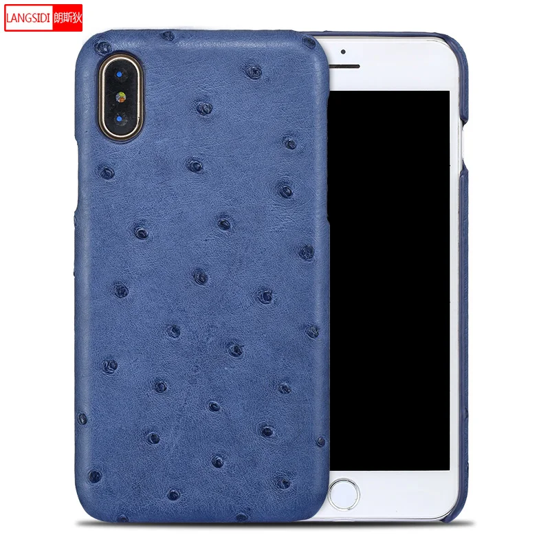 Натуральная кожа страусиный узор Модный чехол для телефона для iphone x xs 6 7 8 8plus 5S SE Нескользящая задняя крышка для телефона Тонкий чехол для телефона