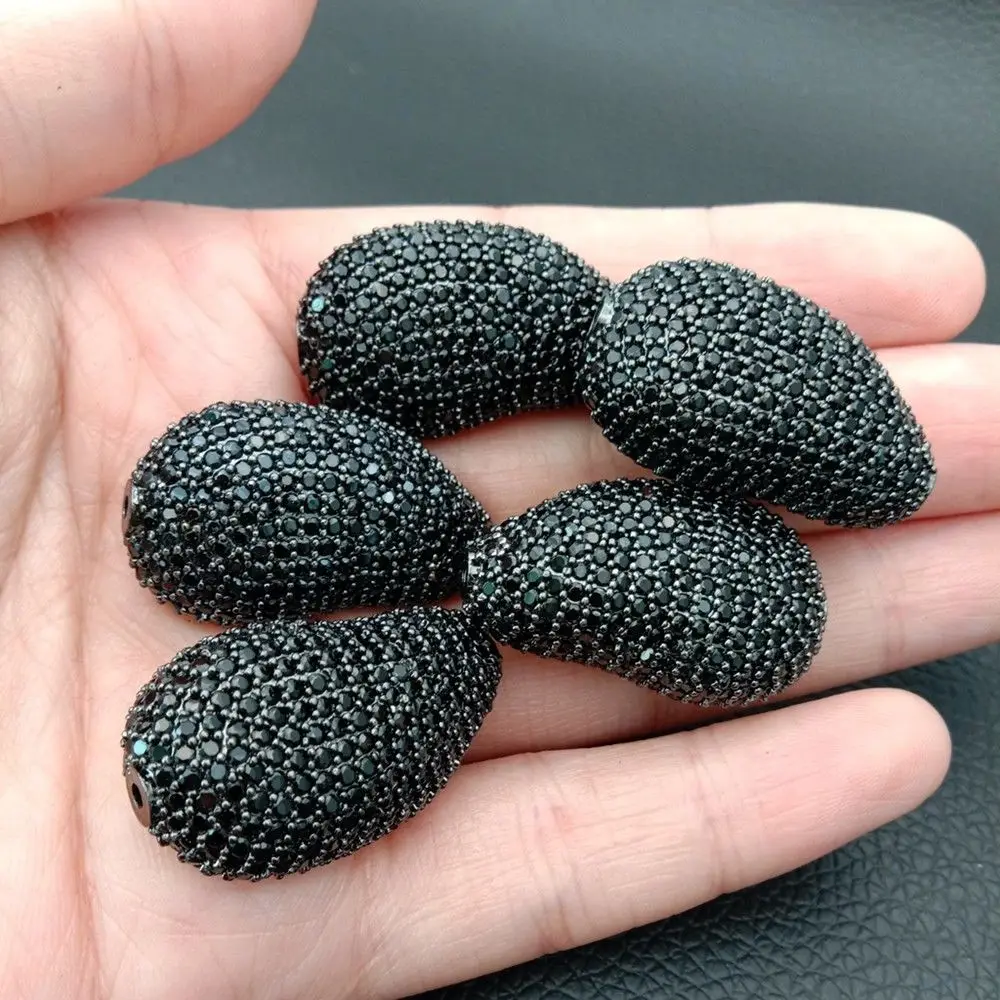 black 1 шт. 18x30 мм позолоченные Cz микро бусины в форме капли насыпью - Цвет: black