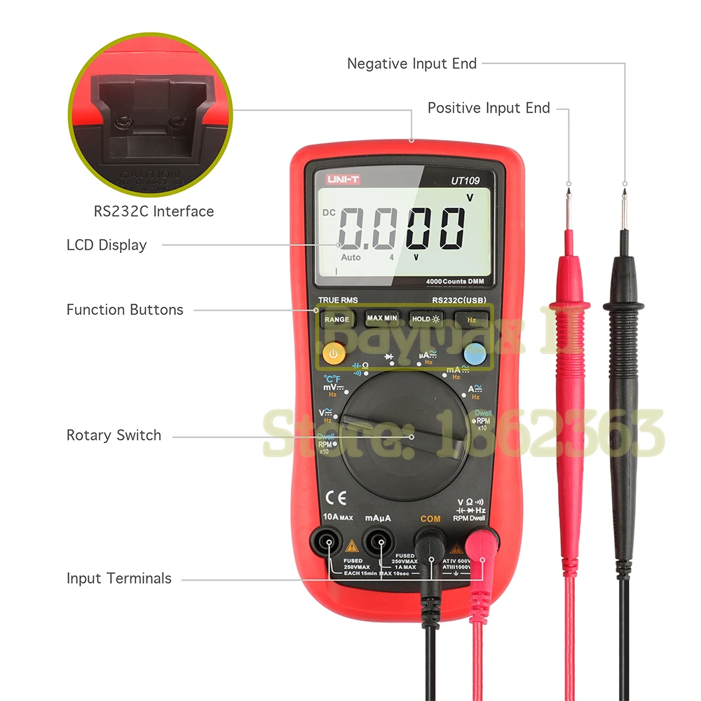 UNI-T UT109 Auto-Range Automotive Multi-Purpose Meter Multimeter Tester with Dwell-Tach/RPM Measurement | Инструменты
