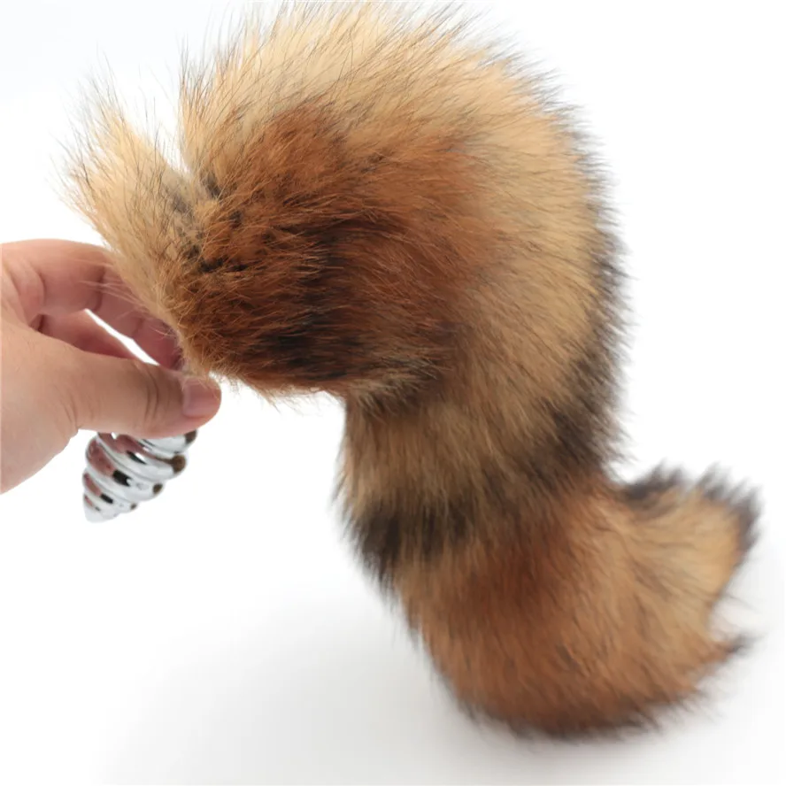 Винты винты красный лисий хвост спиральная Анальная пробка 35 см длинные