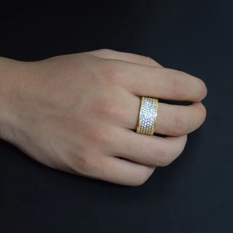 UWIN блестящие! Мужские хип хоп CZ Золотое серебрянное кольцо Iced Out Bling AAA циркон горный хрусталь кристалл медные кольца модные панк ювелирные изделия