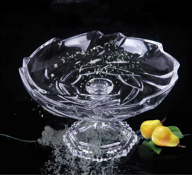 European home living room durable fruit plate fashion transparent atmospheric crystal glass salad plate ZP01211520