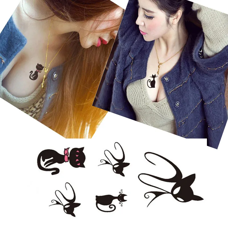 5 шт. водостойкие трафареты с черным котом AddFavor|fake tattoo|tattoo stickertemporary tattoo sticker |