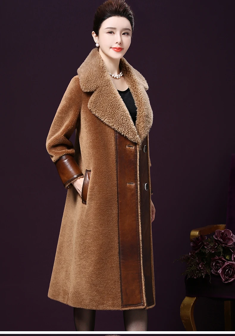 Haute couture Sheep shearing Fur coat women Wool coats with sheepskin New women real fur jackets Noble Real fur long coats 4380 enlarge
