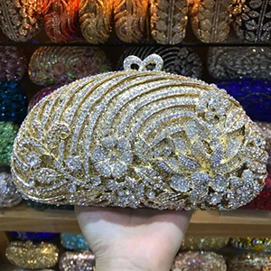 Зеленый Цвет выдалбливают бриллиантовые клатчи Minaudiere клатч женские вечерние сумочки женские вечерние клатчи сумка Кристалл женские кошельки - Цвет: Gold